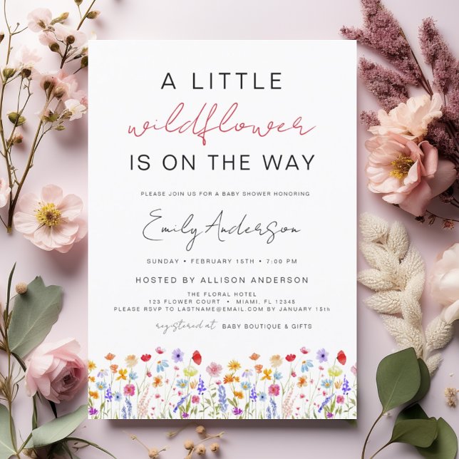 Little Wildflower on the Way Baby Shower Einladung (Von Creator hochgeladen)
