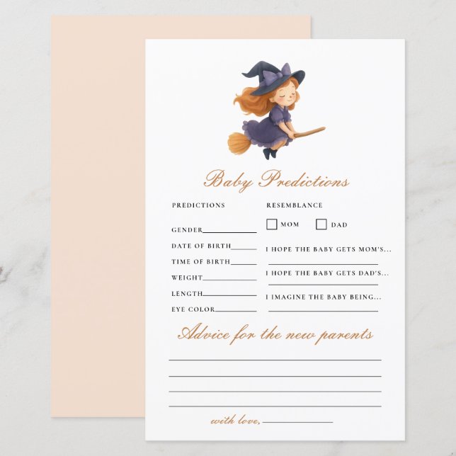 Little Witch Baby Shower Prediction Advice Game (Vorne/Hinten)