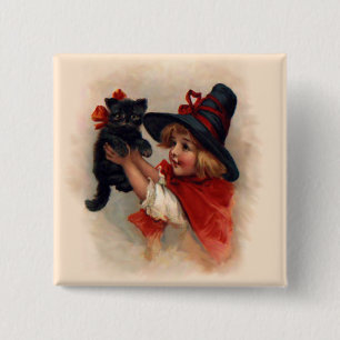 Little Witch Girl Button