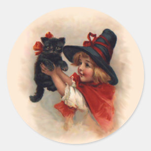 Little Witch Girl Runder Aufkleber