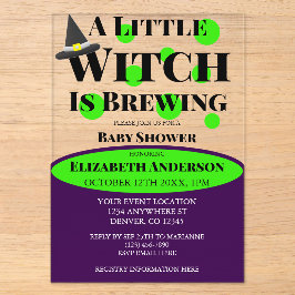 Little Witch is Brewing Halloween Baby Shower Acryleinladungen