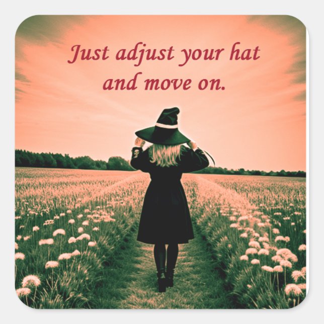 Little Witch Quadratischer Aufkleber (Vorderseite)