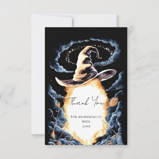 Little Wizard Hat Baby Dusche Dankeskarte (Vorderseite)