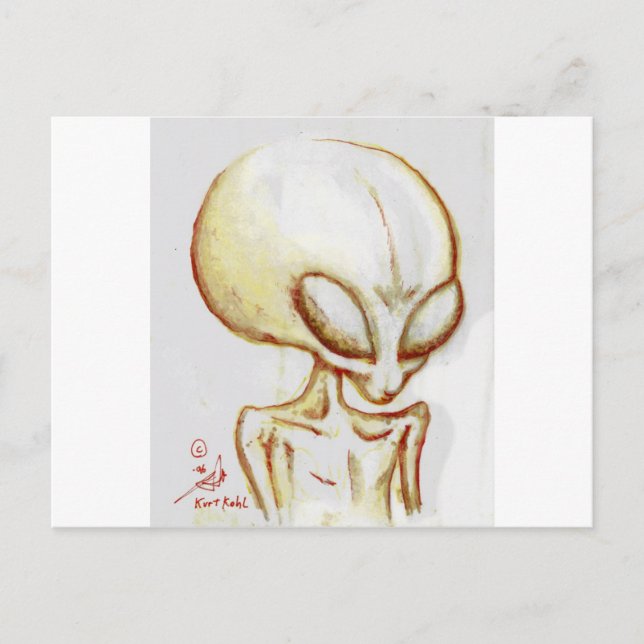 Little Yellow Alien Form - Ich bin Nummer vier Postkarte (Vorderseite)