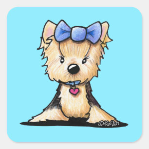 Little Yorkie Boo Quadratischer Aufkleber