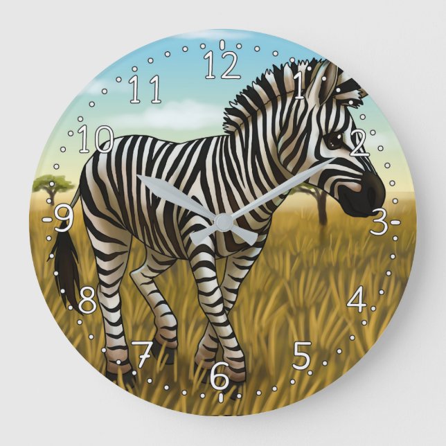 Little Zebra clock Große Wanduhr (Vorderseite)