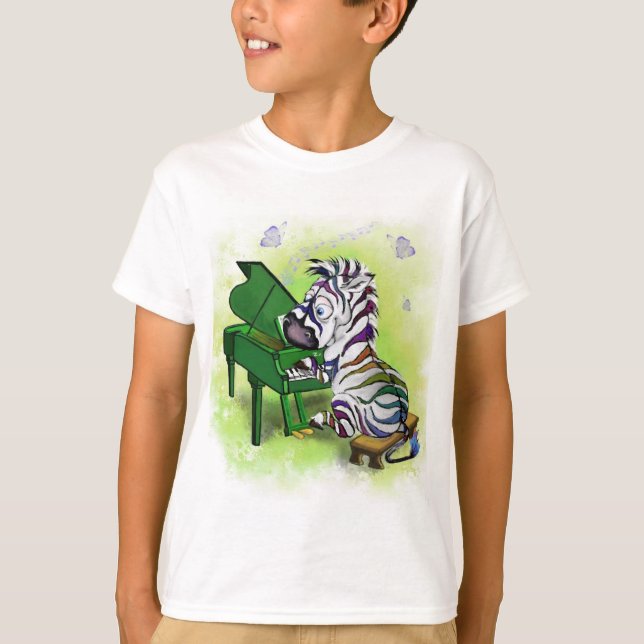 Little Zebra Piano Player Kids T-Shirt (Vorderseite)