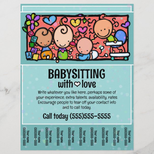 LittleGirlie Kinderbetreuung Flyer für Tränenblätt (Vorne)