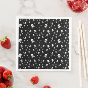 Littles White Pirates Skulls auf schwarzem Hinterg Serviette