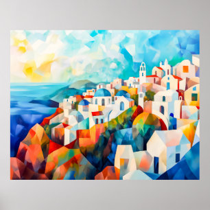 Littoral de Santorin en Impression Artistique