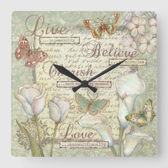 Livbelieve Cherish Quadratische Wanduhr (Vorderseite)