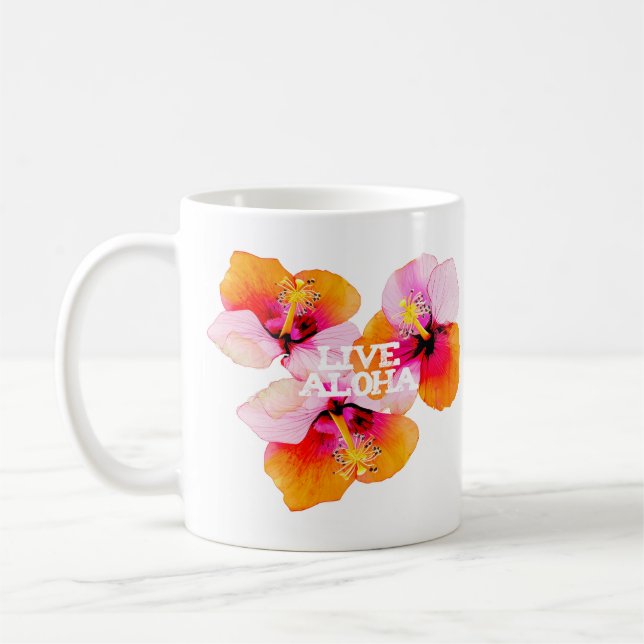 Live Aloha Hibiscus Floral Tropical Flowers Hawaii Kaffeetasse (Links)