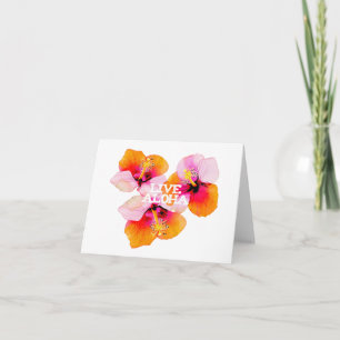 Live Aloha Tropische Rosa Orange Hibiskus Hochzeit Dankeskarte