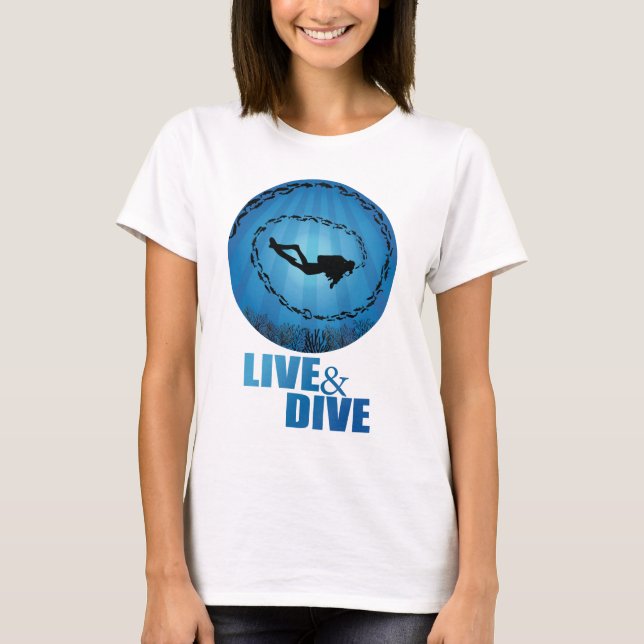 Live and Dive Scuba Diver T-Shirt (Vorderseite)