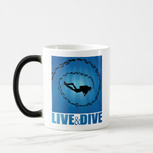 Live and Dive Scuba Diver Verwandlungstasse