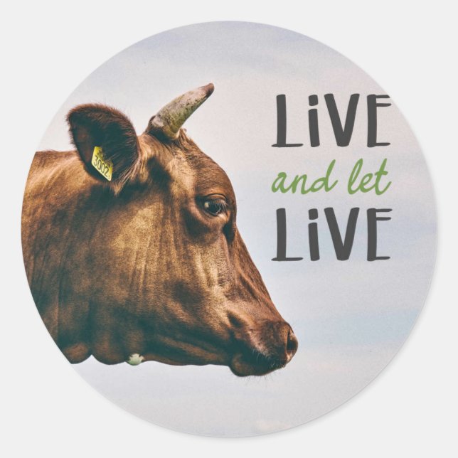 "Live and lass" vegan Runder Aufkleber (Vorderseite)
