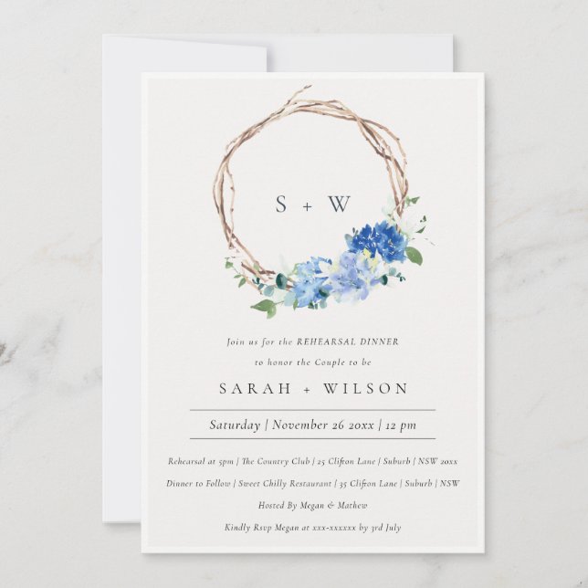 Live Blue Green Folies Probe Dinner einladen Dankeskarte (Vorderseite)