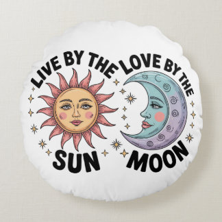 Live by the Sun Love by the Moon Retro Tote Bag Rundes Kissen