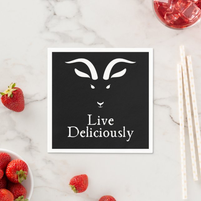 Live Delivery Black Phillip Cocktail Serviette (Beispiel)
