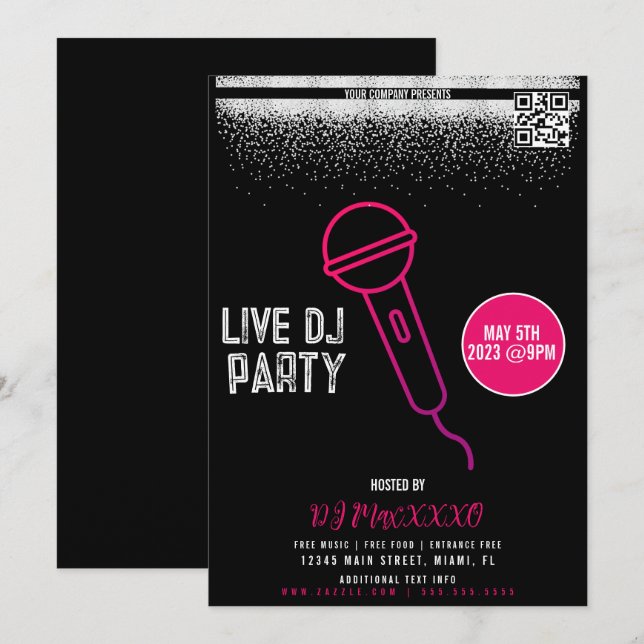 Live DJ Night Event Party Bar Club Flyer Einladung (Vorne/Hinten)