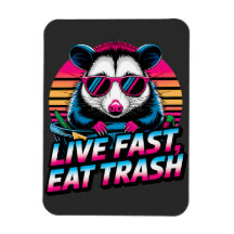 Live Fast essen Trash Funny Retro Opossum