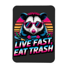 Live Fast essen Trash Funny Retro Opossum Magnet