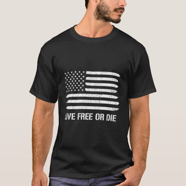Live-Free oder Die 2nd Amendment American Flag T-Shirt (Vorderseite)