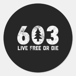 Live-Free oder Die 603 Tree-nh-Bereichscode Runder Aufkleber