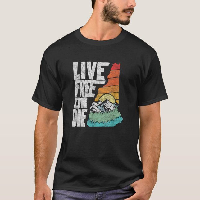 Live Free oder Die Retro New Hampshire Nature T-Shirt (Vorderseite)