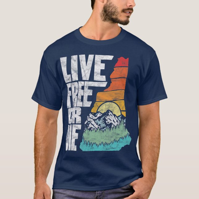 Live Free oder Die Retro New Hampshire Nature T-Shirt (Vorderseite)