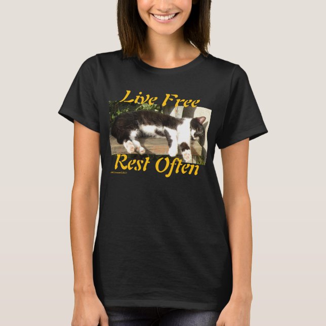 "Live Free", Smiler, cute, cat, gift T-Shirt (Vorderseite)