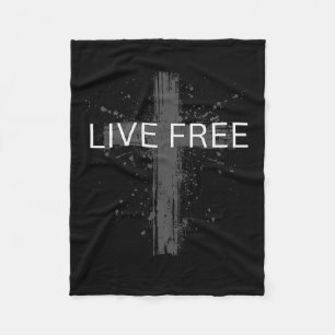 Live Free Text Christlich, Patriotisches Kreuz Fla Fleecedecke