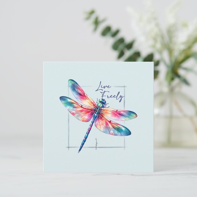 Live Freely - Dragonfly Colorful Inspiration (Stehend Vorderseite)
