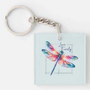 Live Freely - Dragonfly Colorful Inspiration Schlüsselanhänger