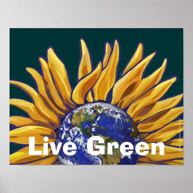 Live Green Earth Sonnenblumenposter Poster (Vorne)
