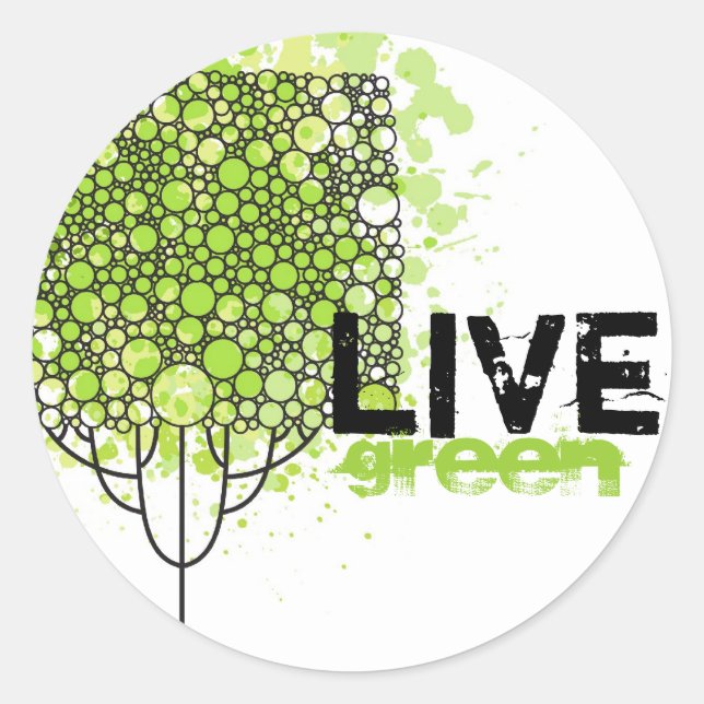 Live Green Runder Aufkleber (Vorderseite)