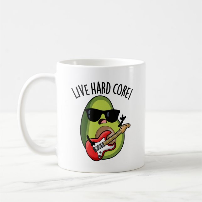 Live Hard Core Funny Avocado Rock Pub Kaffeetasse (Links)