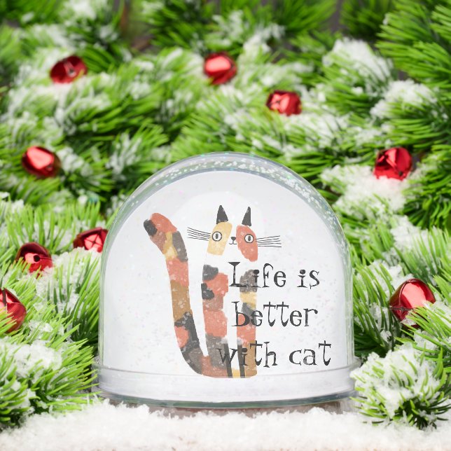 Live Is Better With Cat – Cute Cat Lover Gift  Schneekugeln (Weihnachten)