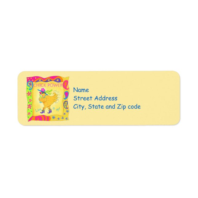 Live It Up Chick Power Yellow Whimsy Address Label (Vorne)