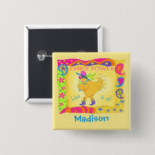 Live It Up Yellow Chick Power Name Abzeichen Button