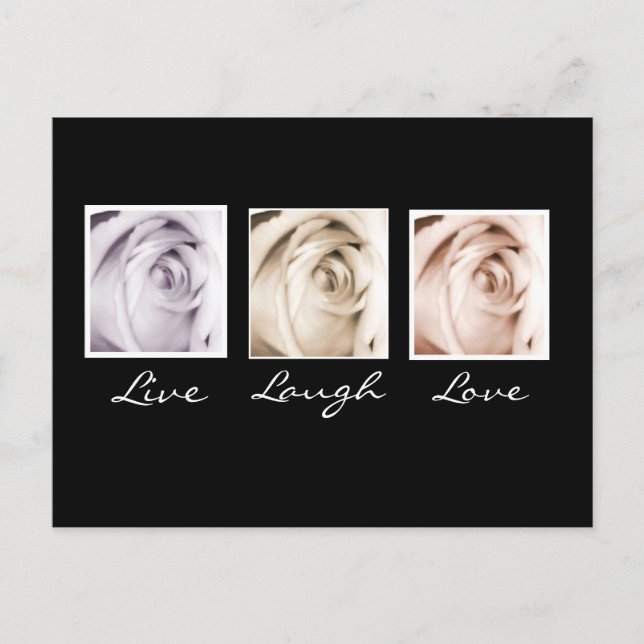 Live, Lachen, Liebe 3 Rose Postkarte (Vorderseite)