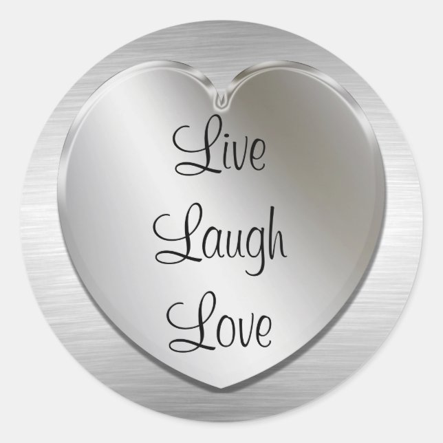 Live-Lachen-Liebe am Silberherz Runder Aufkleber (Vorderseite)