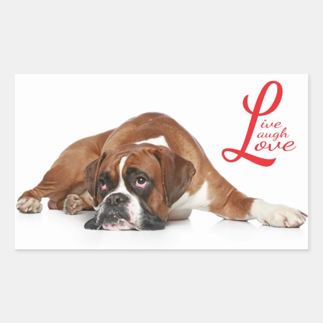 Live, lachen, Liebe Boxer Welpen Hund Grußaufklebe Rechteckiger Aufkleber (Vorderseite)