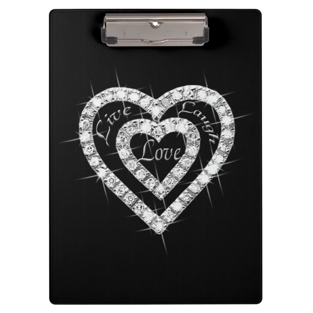 Live-Lachen Liebe Diamond Hearts Zwischenablage Klemmbrett (Vorderseite)