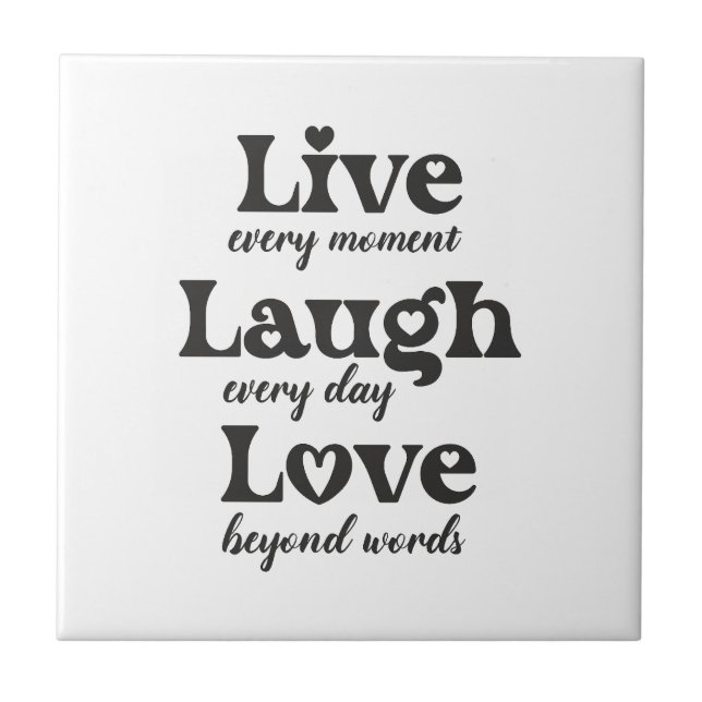 live, lachen, Liebe - drei schöne Worte Fliese (Vorderseite)