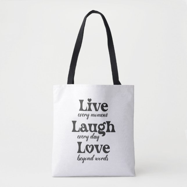live, lachen, Liebe - drei schöne Worte Tasche (Vorderseite)