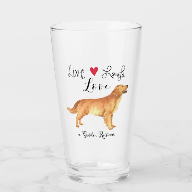 Live-Lachen Liebe ein Golden Retriever Glass Glas (Vorderseite)