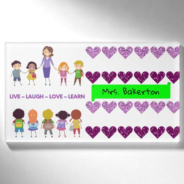 Live ~ Lachen ~ Liebe ~ Lehren Namenschild (Vorderseite)