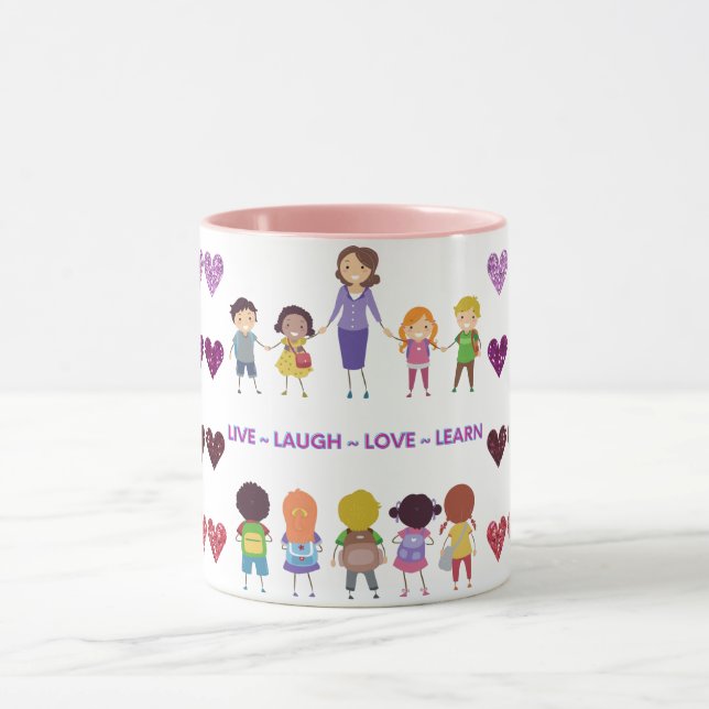 Live ~ Lachen ~ Liebe ~ Lehren Tasse (Zentrum)