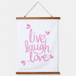 Live-Lachen Liebe Motivierend Zitat Wandteppich Mit Holzrahmen